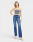 Dark Wash Seam Detail Straight Leg Jeans