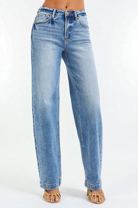 Light blue jeans on a white background