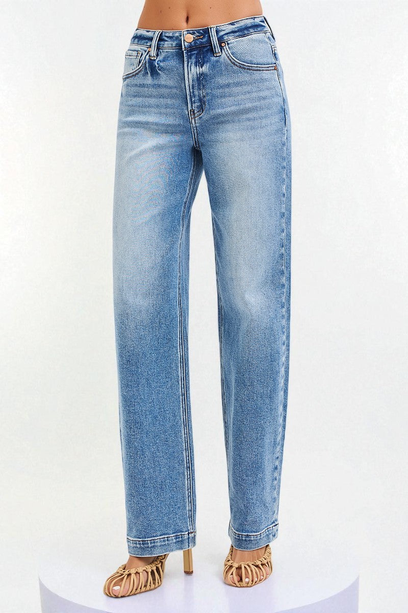 Light blue jeans on a white background