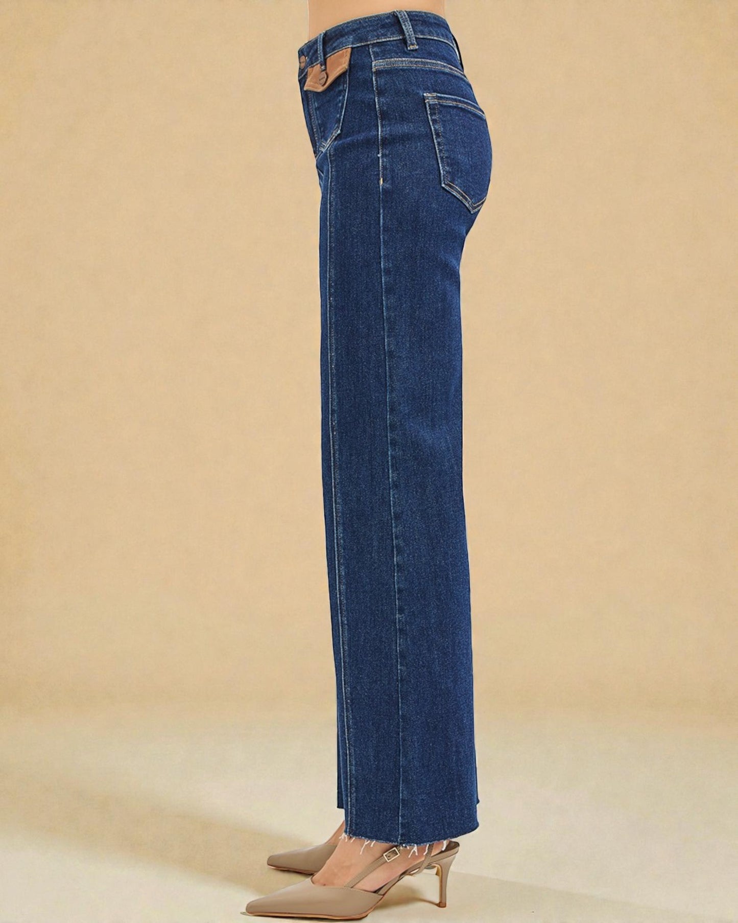 Dark Wash Wide Flare Leg Jeans