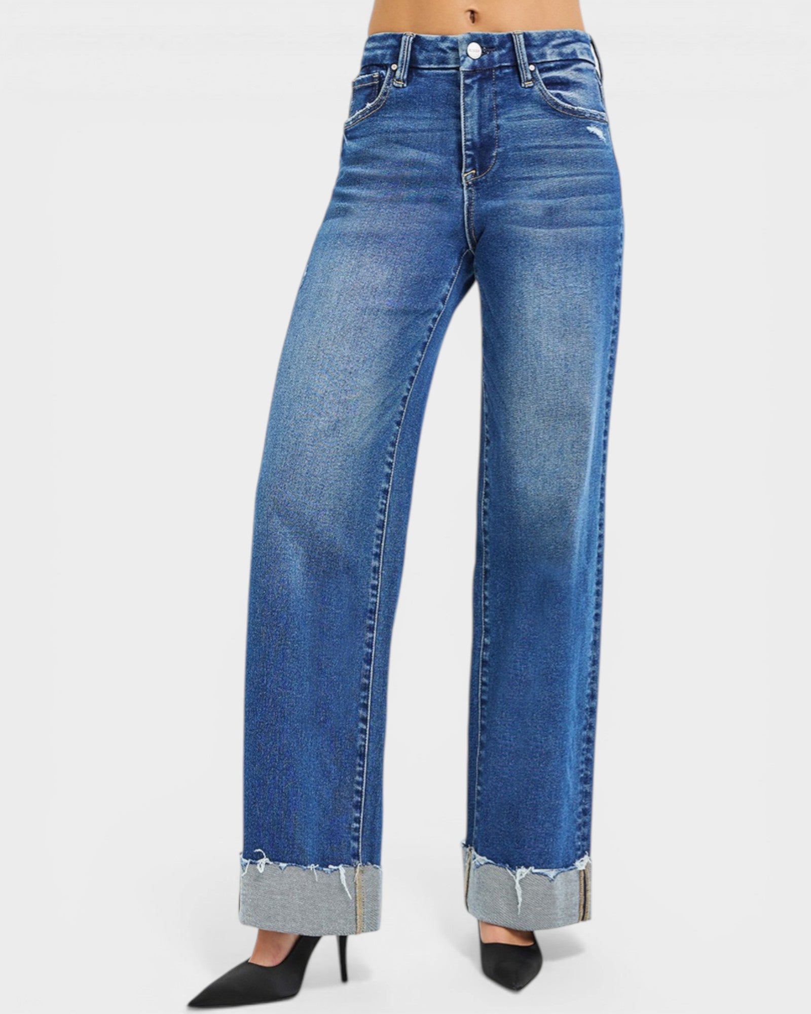 Blue jeans with a white background