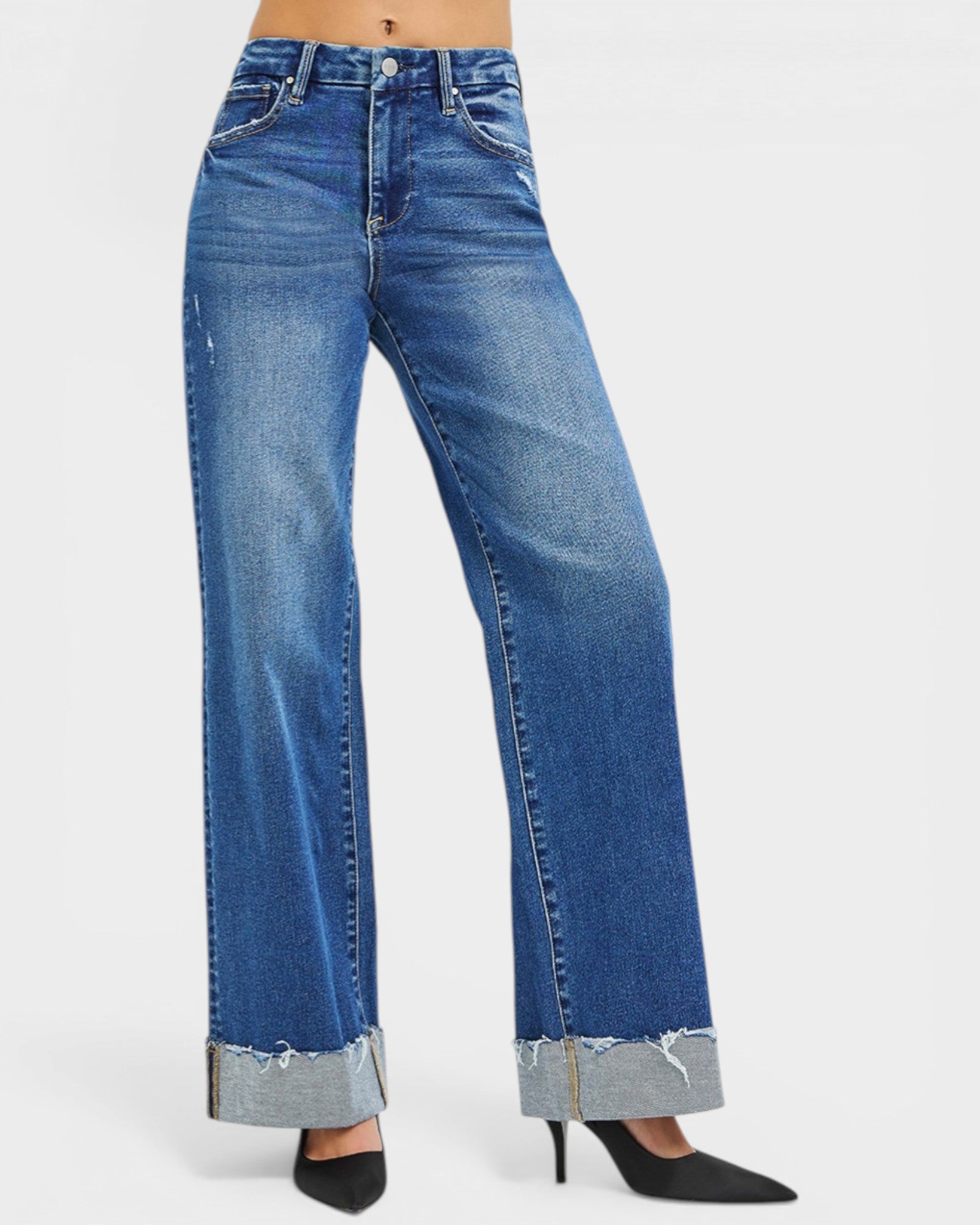 Blue jeans with a white background