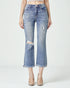 Jean bootcut court taille haute effet vieilli foncé