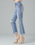 Jean bootcut court taille haute effet vieilli foncé