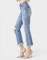Blue jeans with a white background