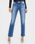 Person wearing blue jeans on a white background