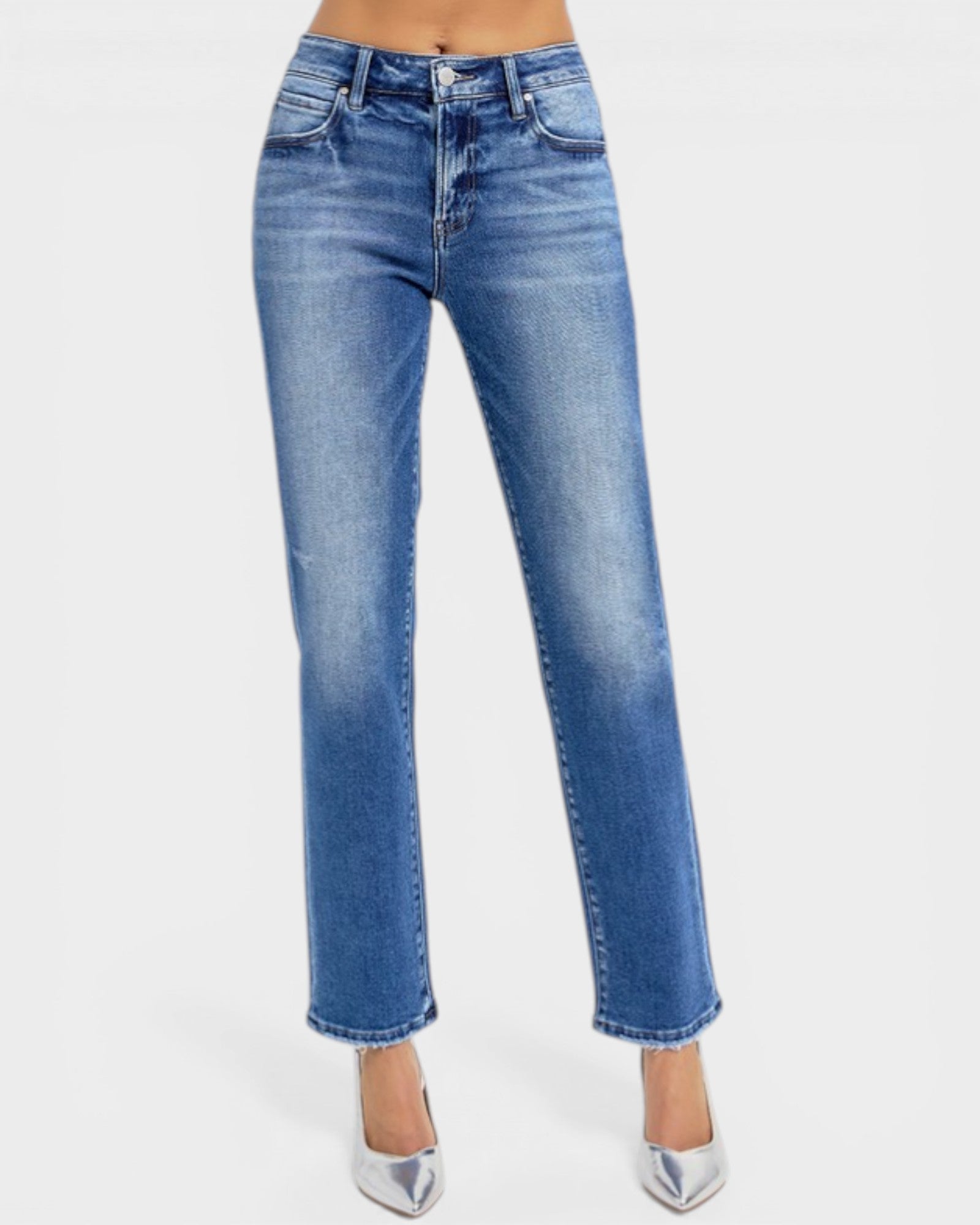 Blue jeans on a white background