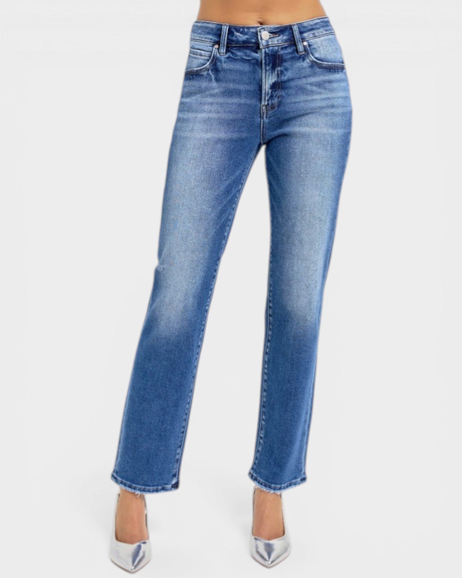 Blue jeans on a white background