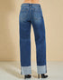 Blue jeans with a beige background