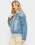 Medium Wash Hooded Denim Jacket