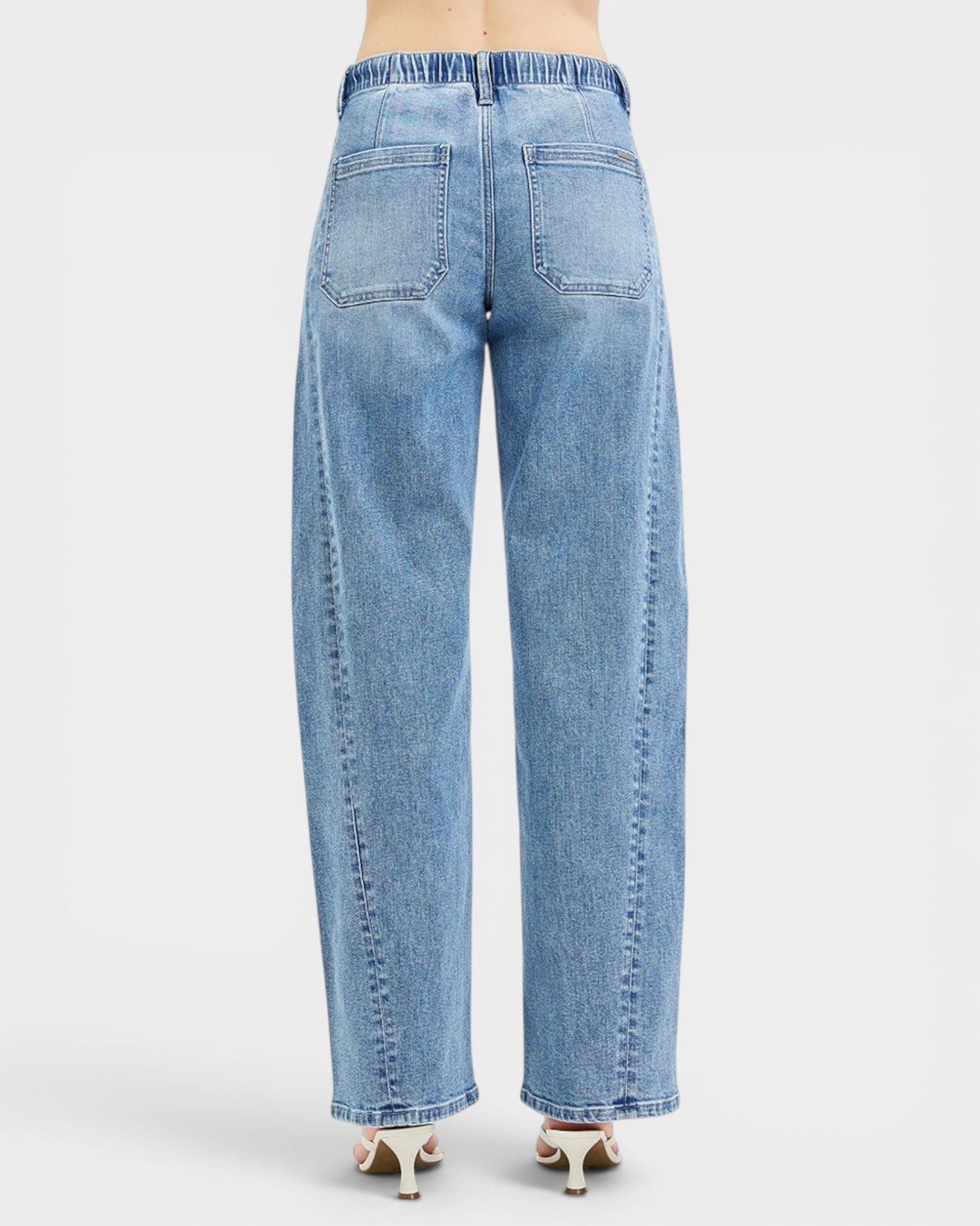 Light blue jeans on a white background