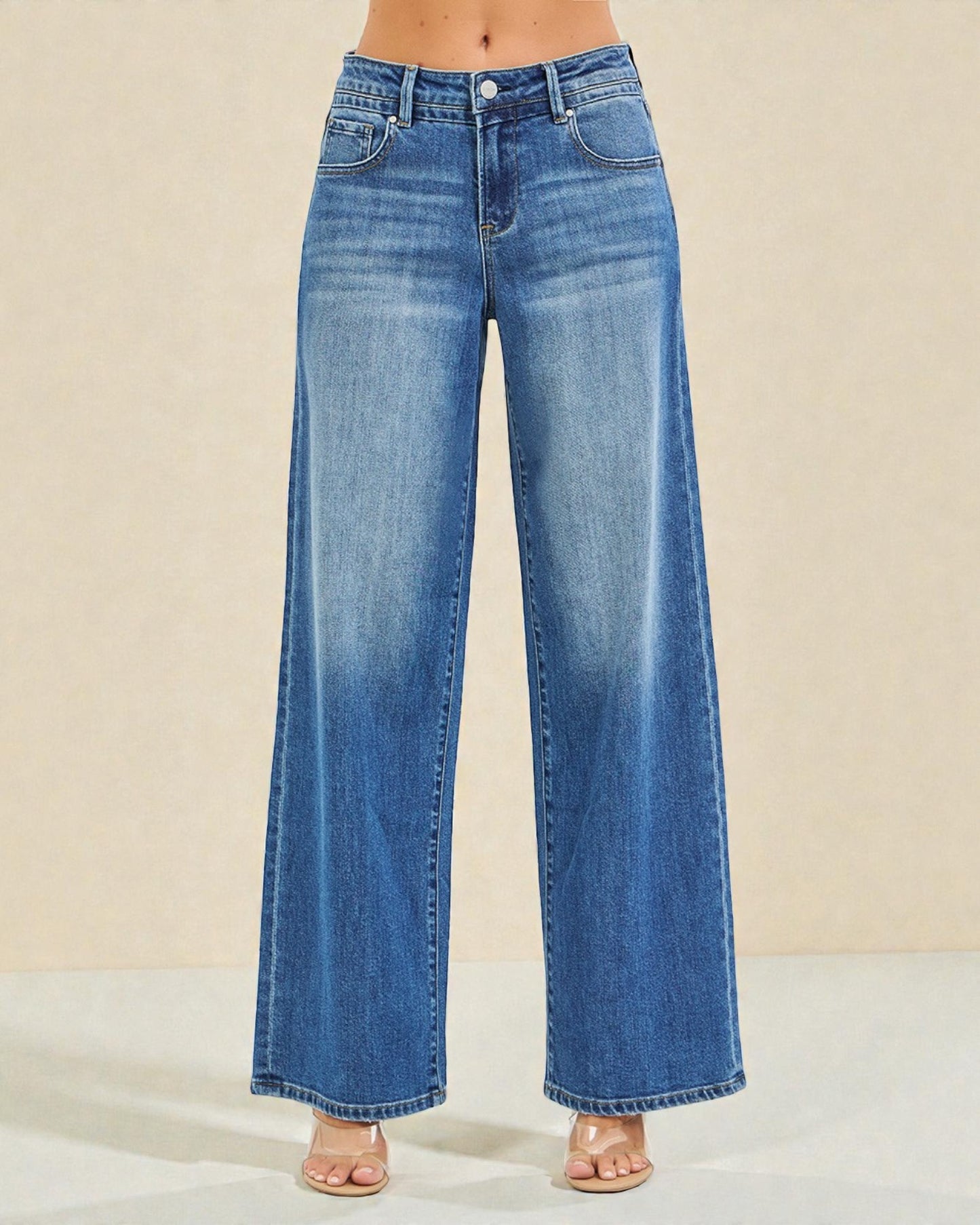 Blue jeans on a neutral background