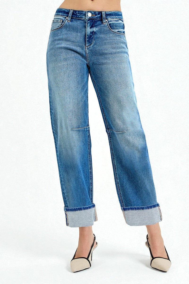 Blue jeans with a white background