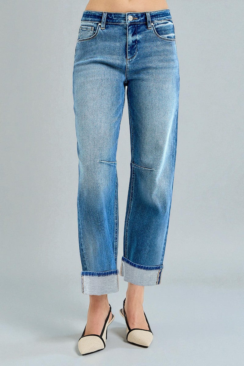 Blue jeans with a gray background