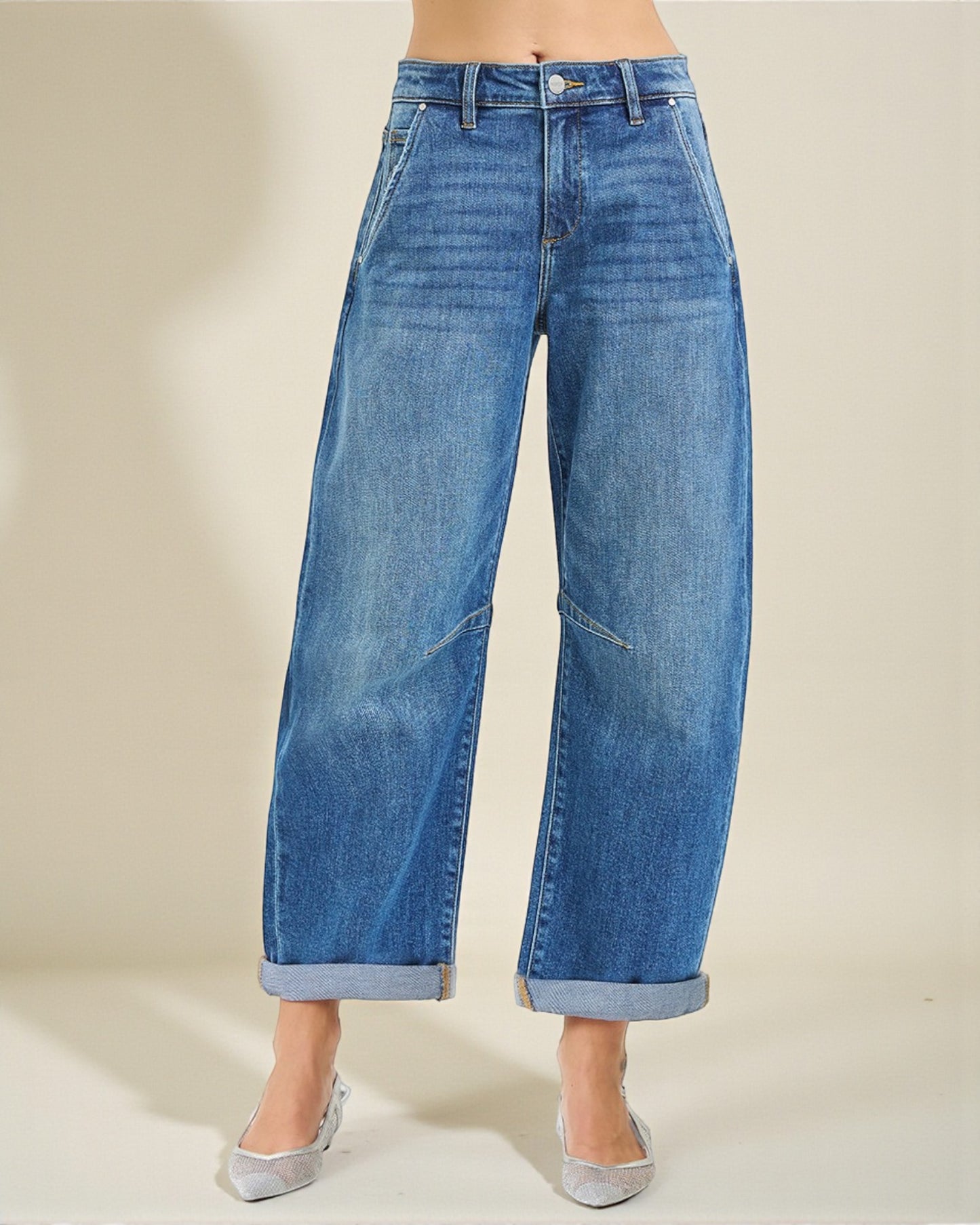Medium Wash Barrel Leg Jeans