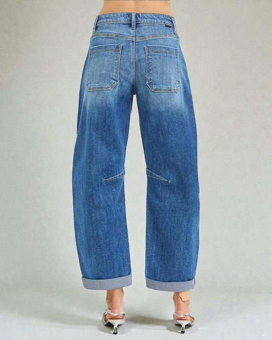 Medium Wash Barrel Leg Jeans