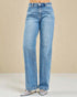Light blue jeans on a beige background