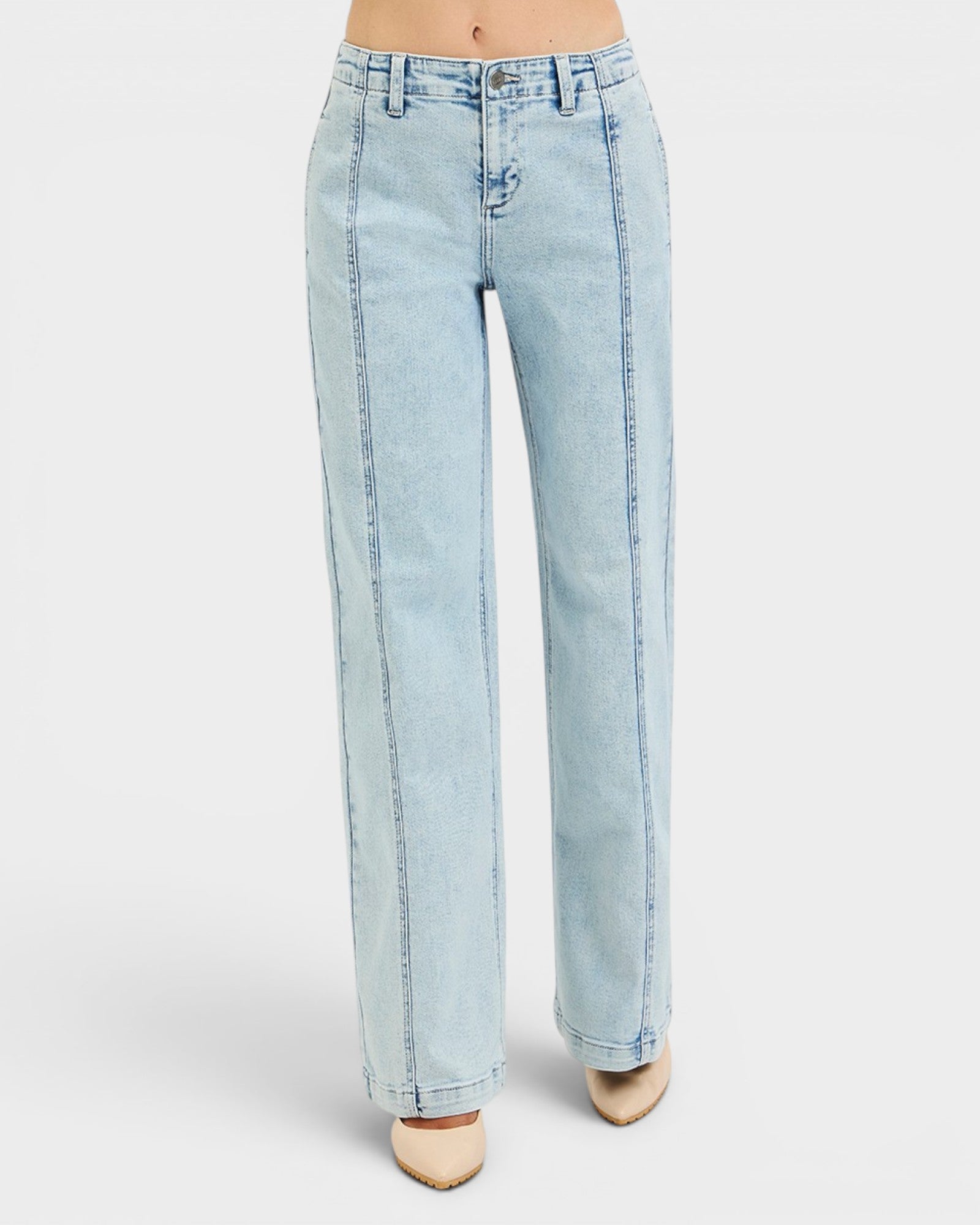 Light blue jeans on a white background