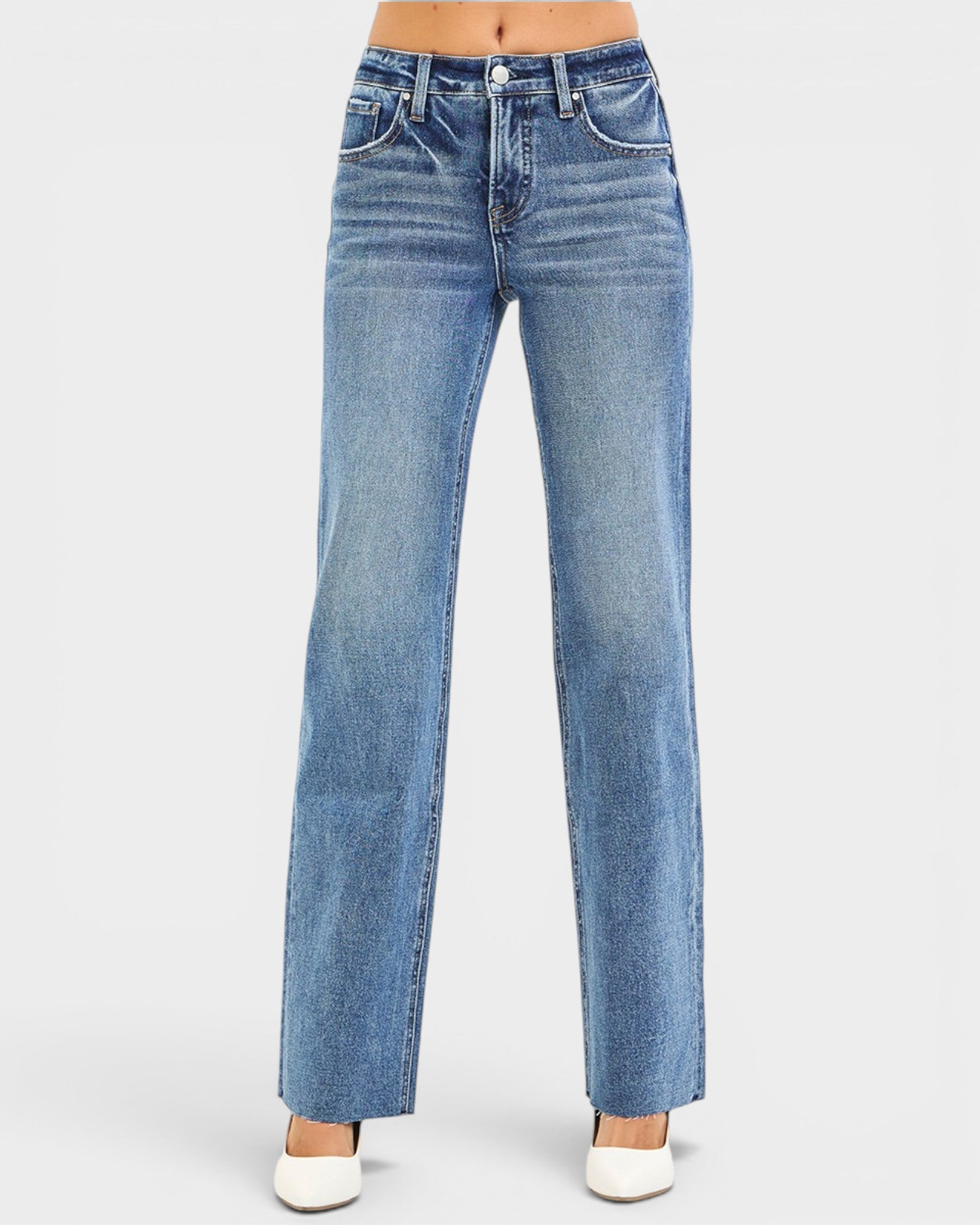 Blue jeans on a white background