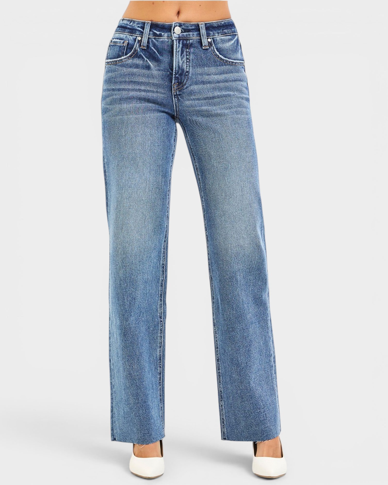 Blue jeans on a white background