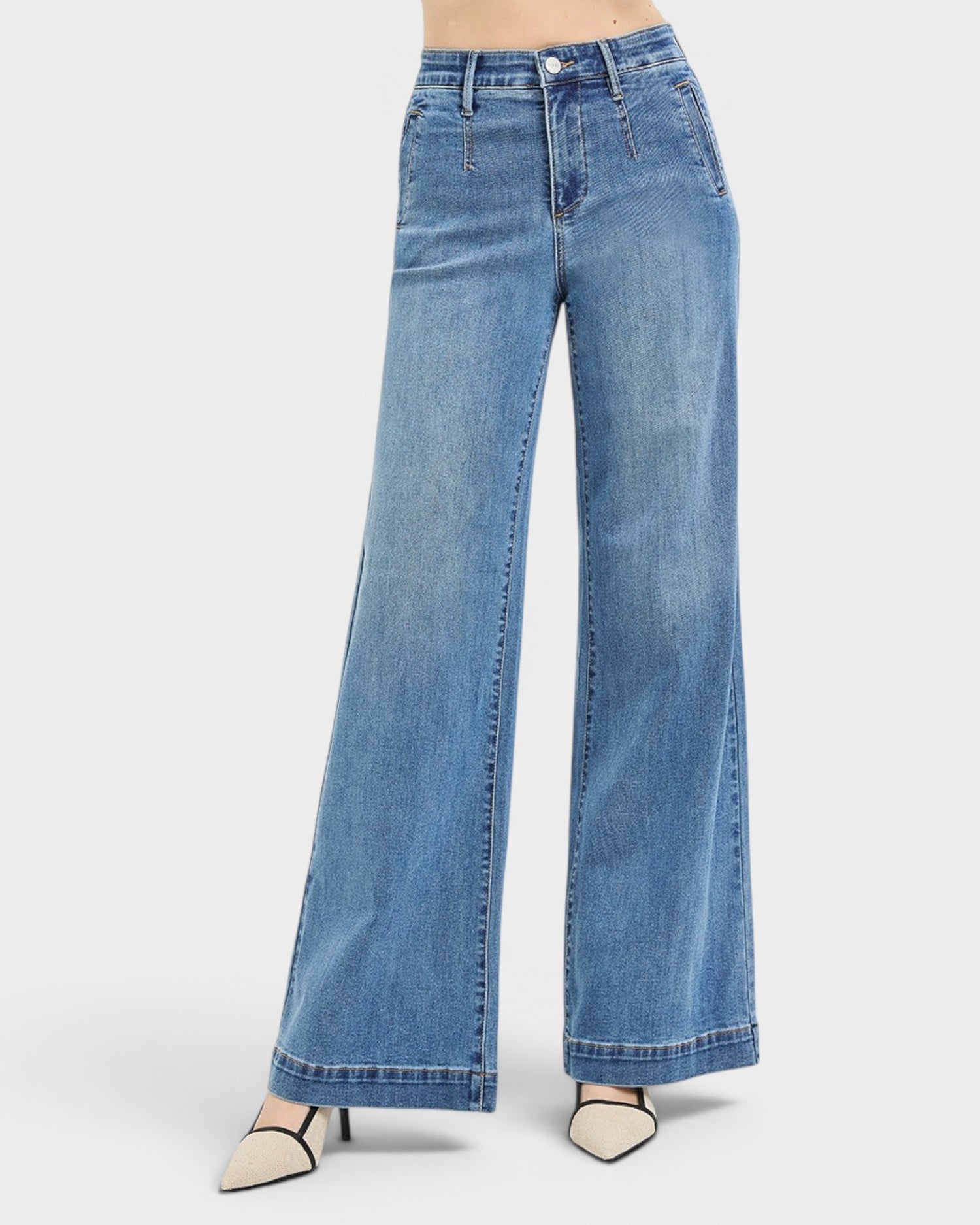 Blue jeans on a white background