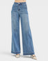 Blue wide-leg jeans on a white background