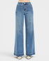 Blue wide-leg jeans on a white background