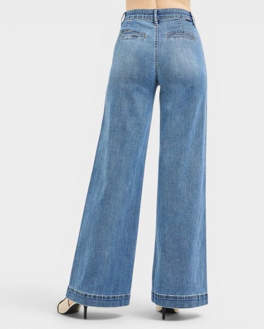 Blue jeans on a white background