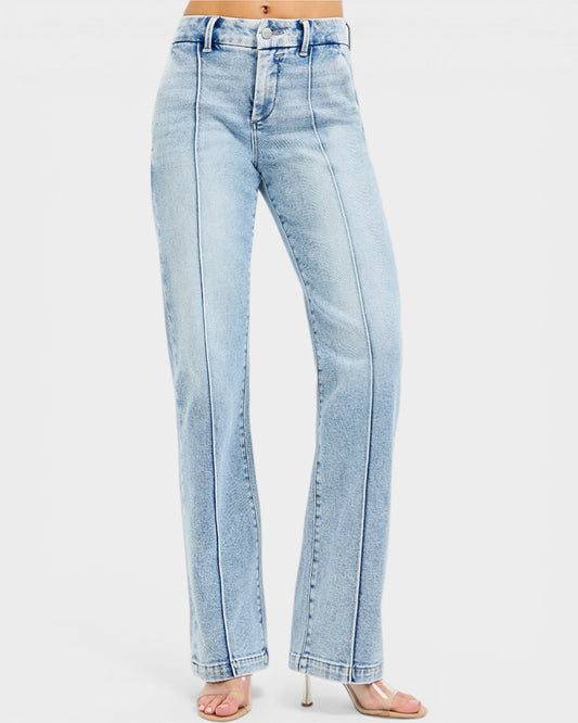 Light blue jeans on a white background
