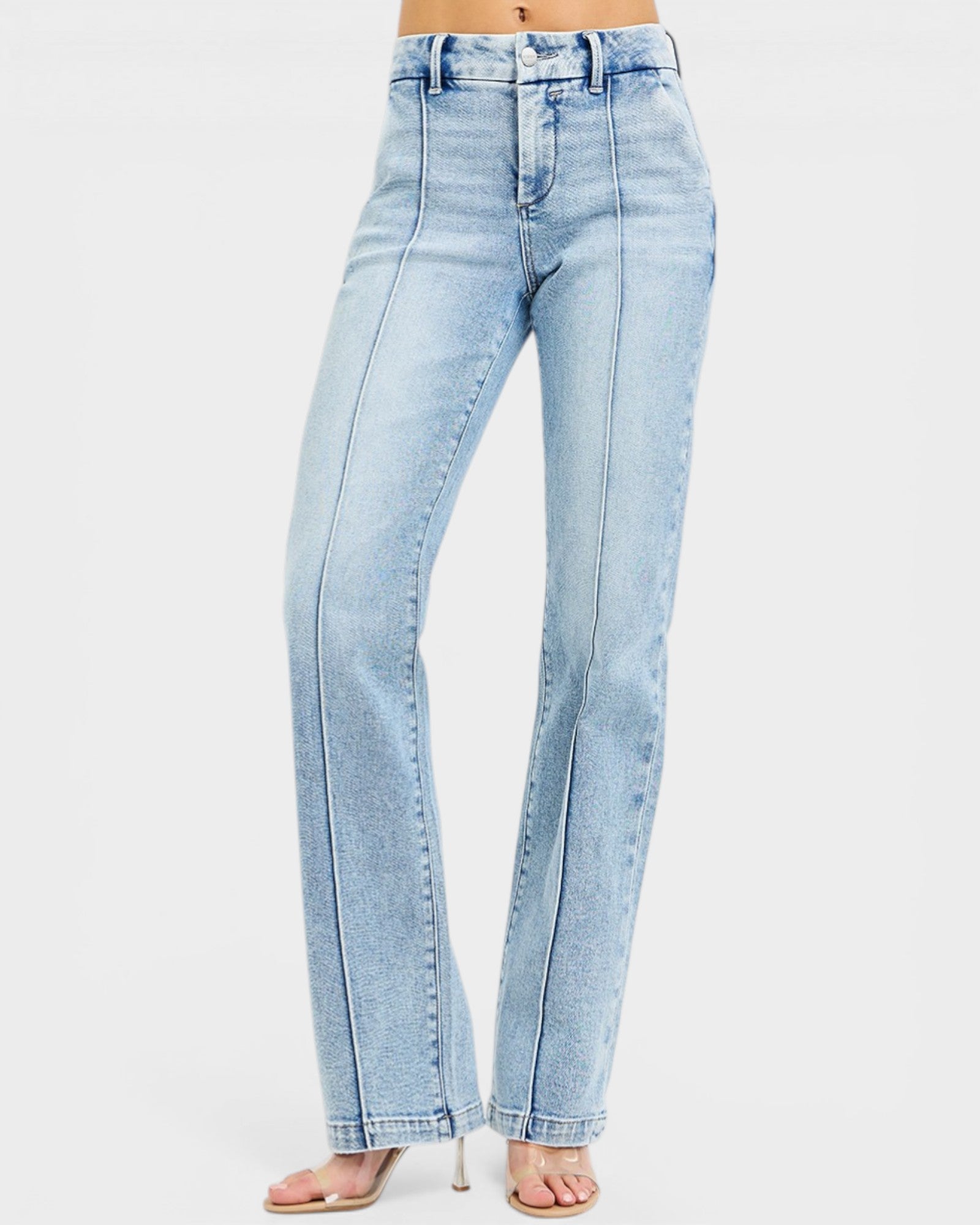 Light blue jeans on a white background