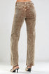 Brown acid-wash jeans on a white background