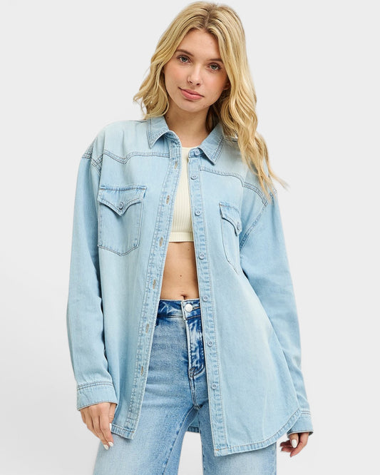 Light Wash Denim Button Down Shirt