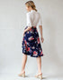 Navy & Rose Floral Wrap Midi Skirt
