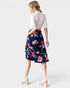 Falda midi con dobladillo con volantes y estampado floral en azul marino