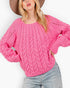 Pink Cable-Knit Pointelle Sweater