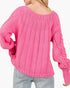 Pink Cable-Knit Pointelle Sweater