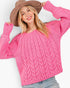 Pink Cable-Knit Pointelle Sweater