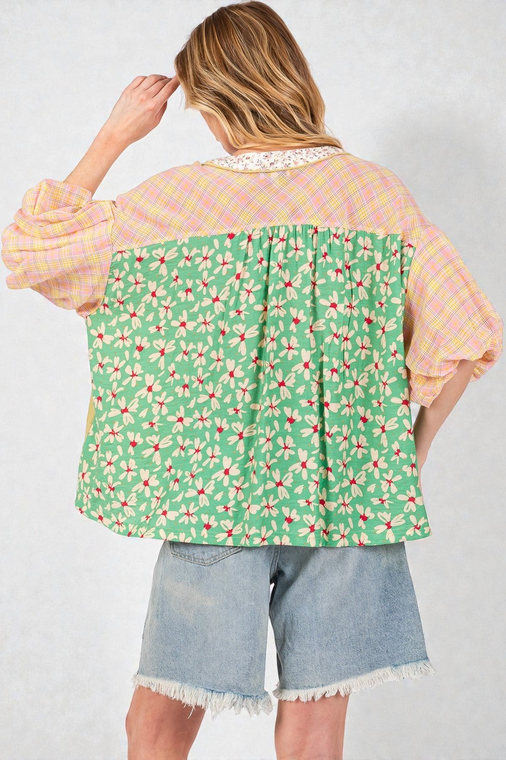 Yellow, Pink & Mint Patchwork Top