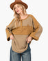 Haut en tricot gaufré avec patch étoile en olive