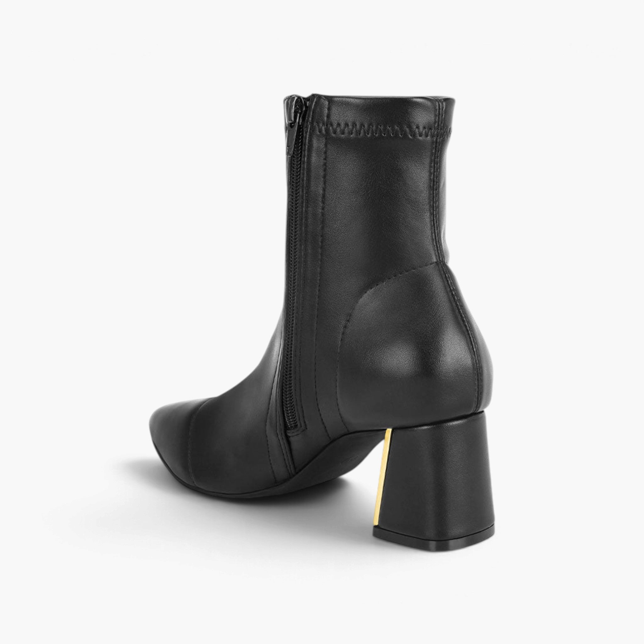 Metallic Accent Block Heel Ankle Boots