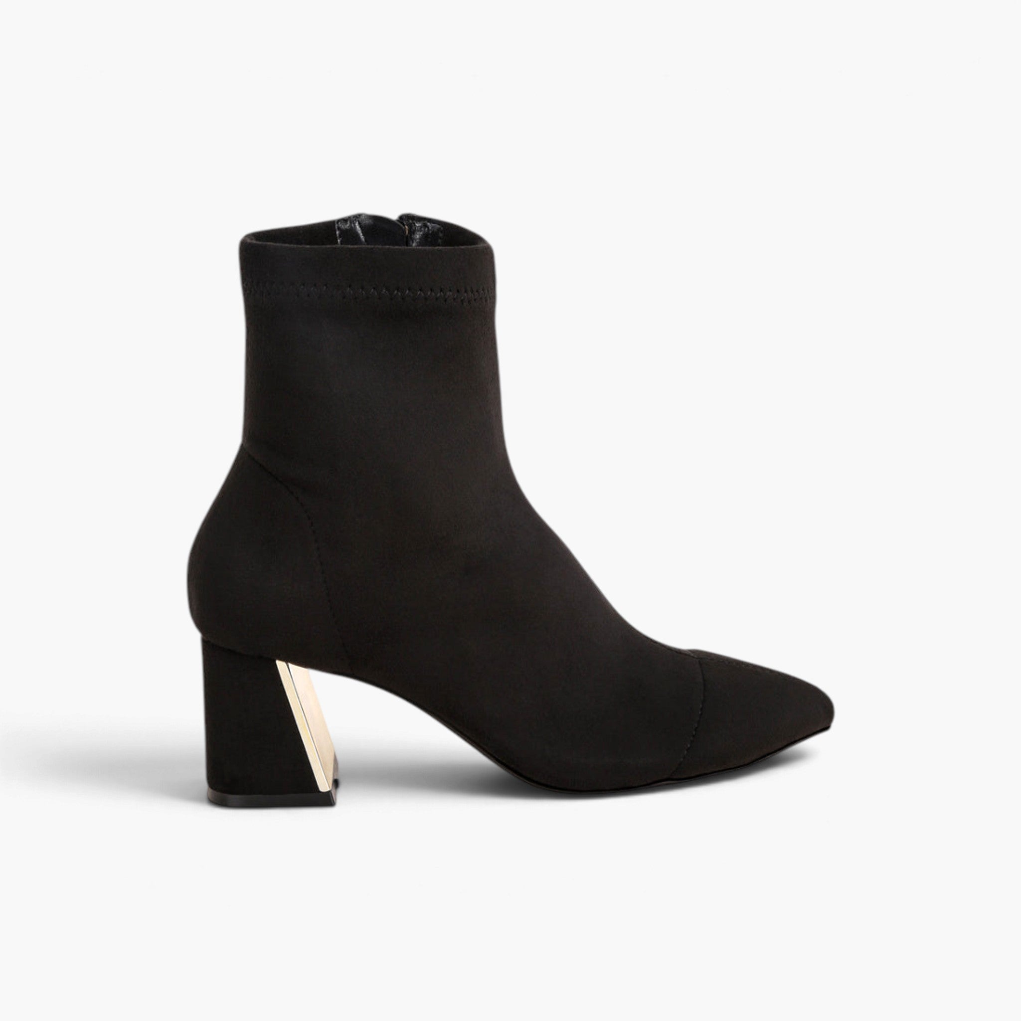 Metallic Accent Block Heel Ankle Boots