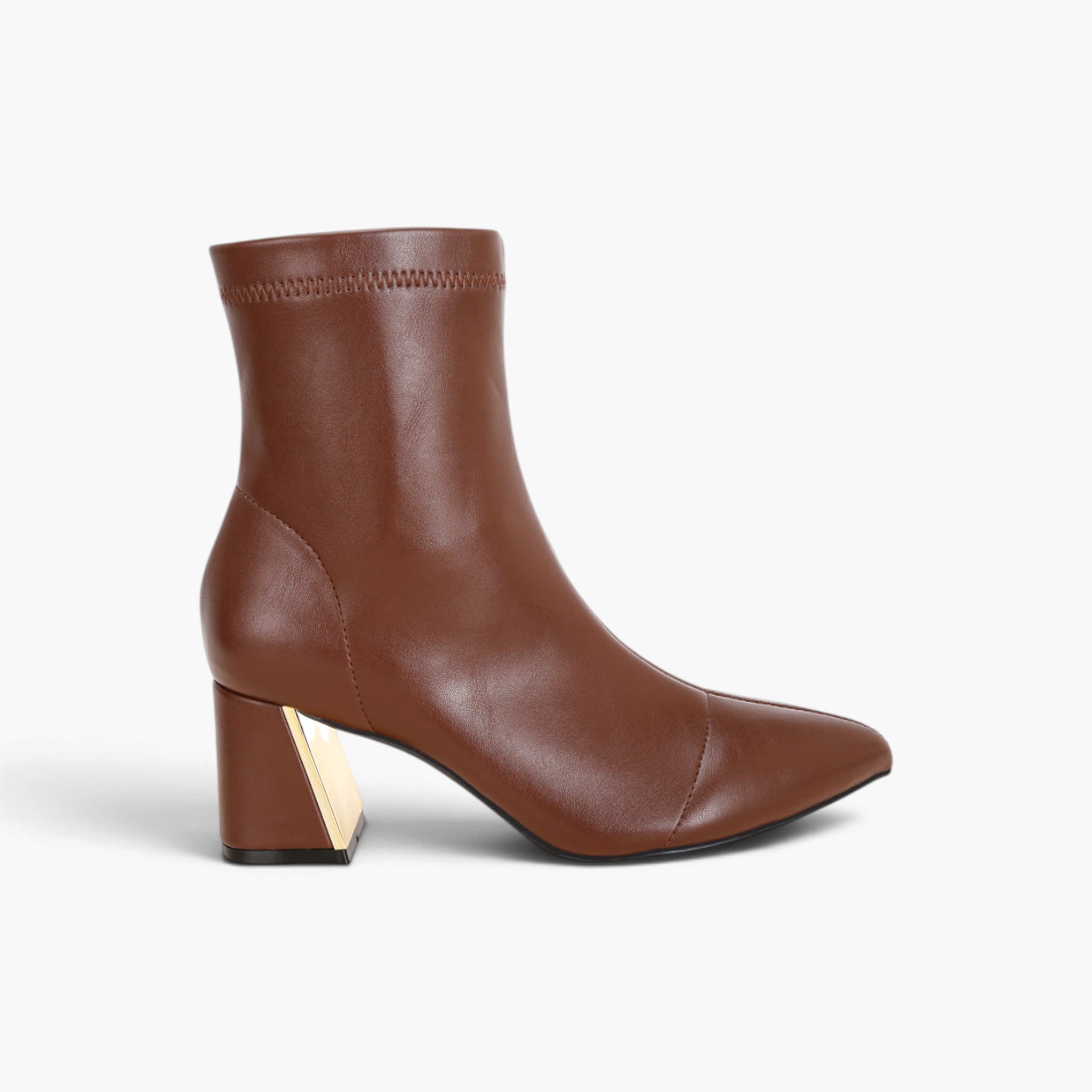 Metallic Accent Block Heel Ankle Boots