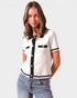 Ivory & Black Collared Sweater Top