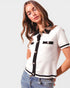 Ivory & Black Collared Sweater Top