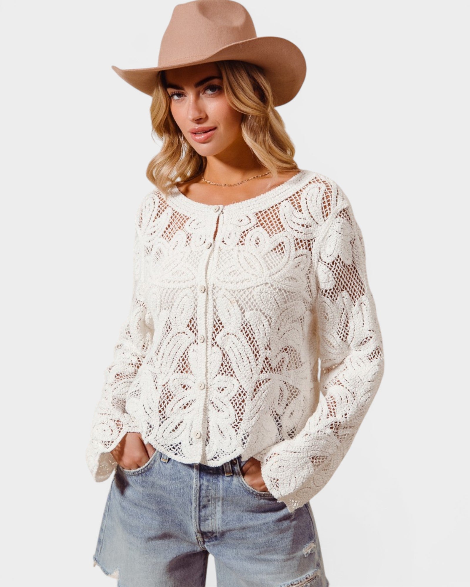 Ivory Lace Knit Cardigan