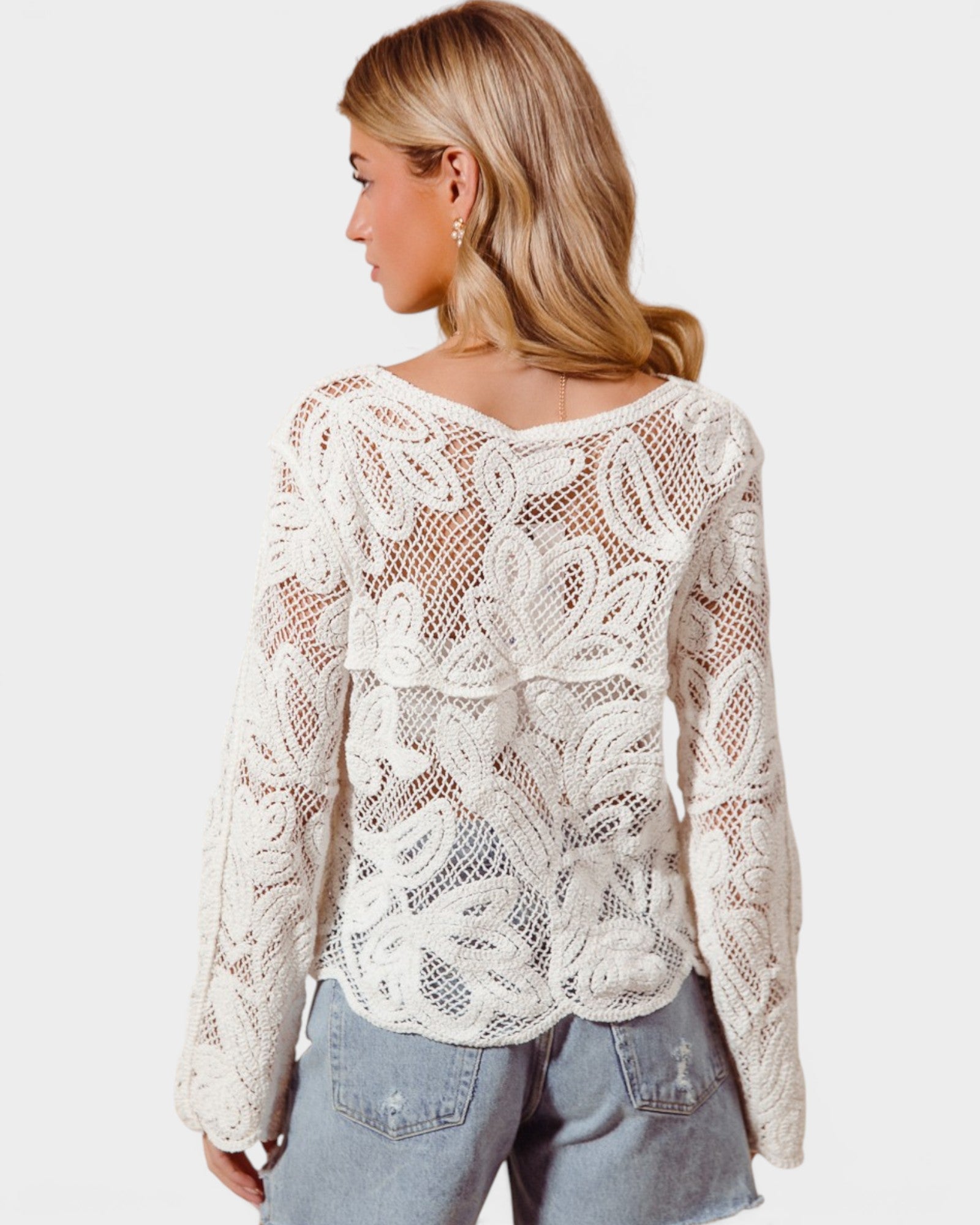 Ivory Lace Knit Cardigan