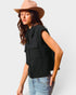 Black Textured Button Front Vest