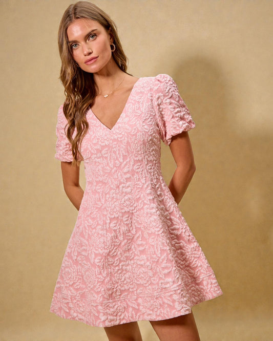 Blush Jacquard Mini Dress