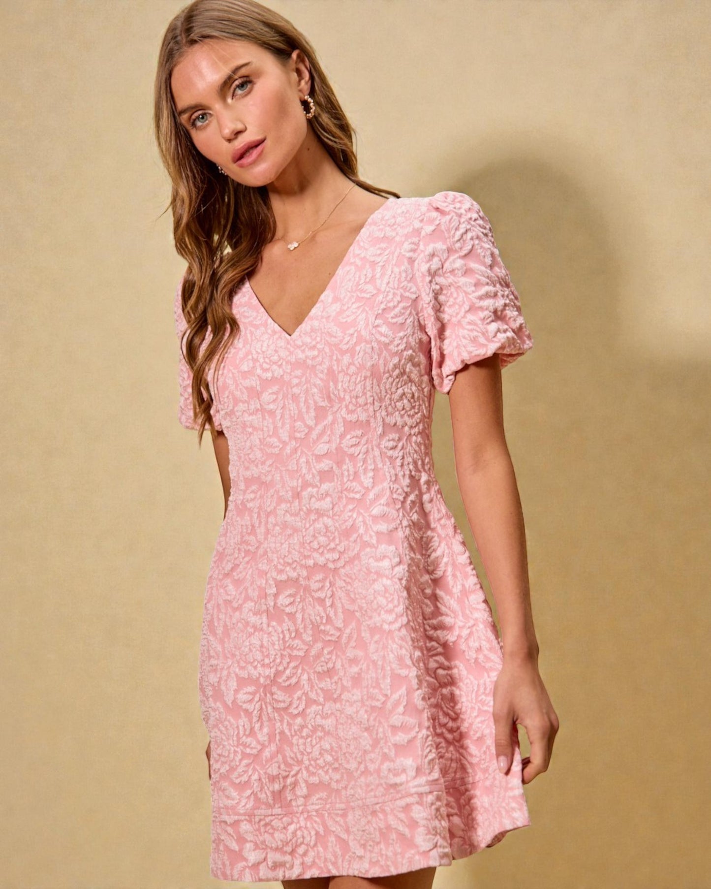 Blush Jacquard Mini Dress