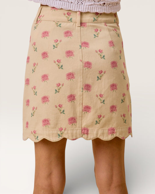 Blush Rose Scallop Mini Skirt